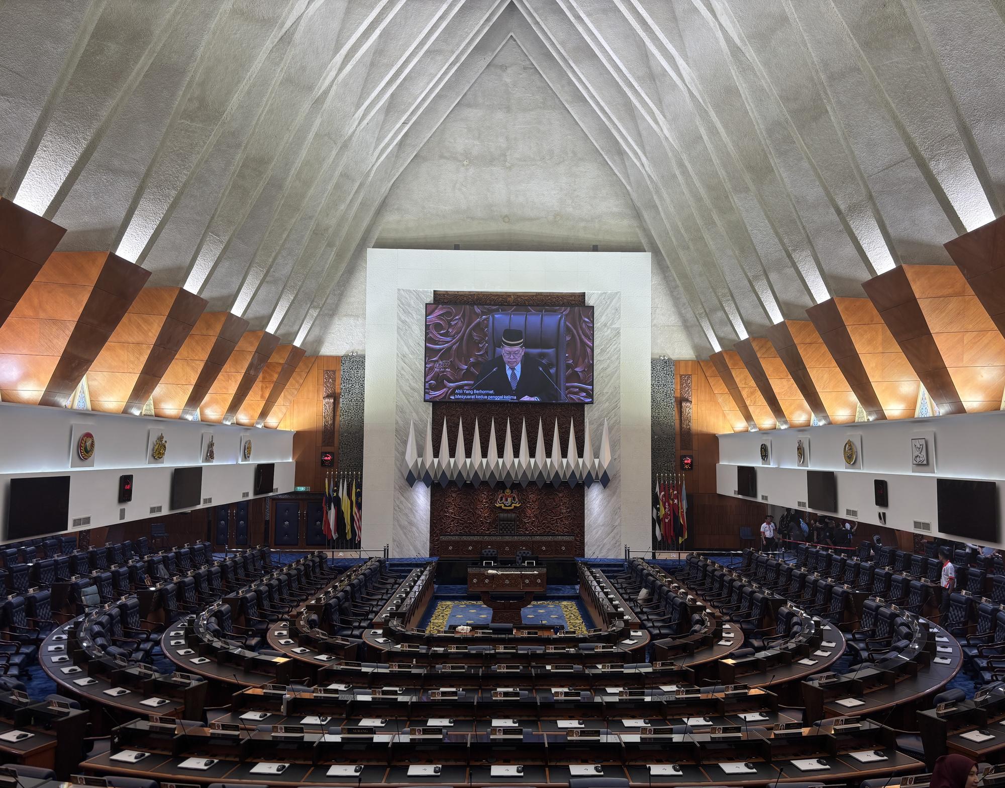 Inside Malaysia's Dewan Rakyat chamber during Parliament Open Day in September 2026