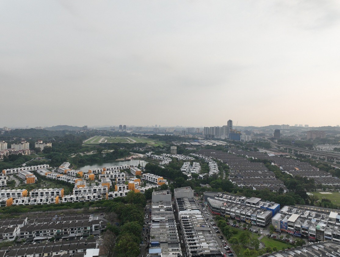 Brightwood Sungai Besi — Real drone photo taken from the actual site, south-facing (lake view), artist's impression
