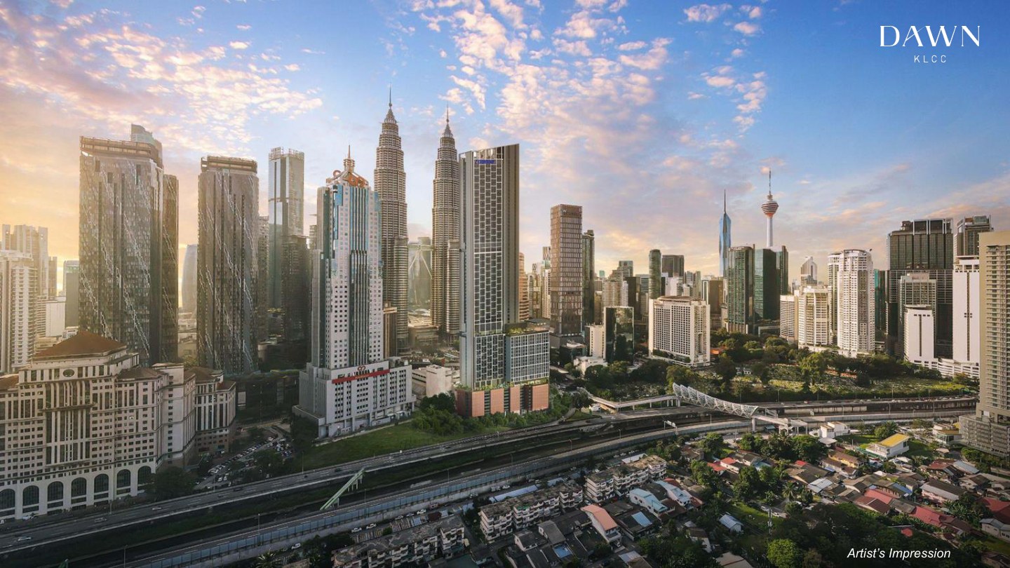 Dawn KLCC — Site context: Dawn KLCC among the Jalan Ampang and Jalan Tun Razak skyline, artist's impression