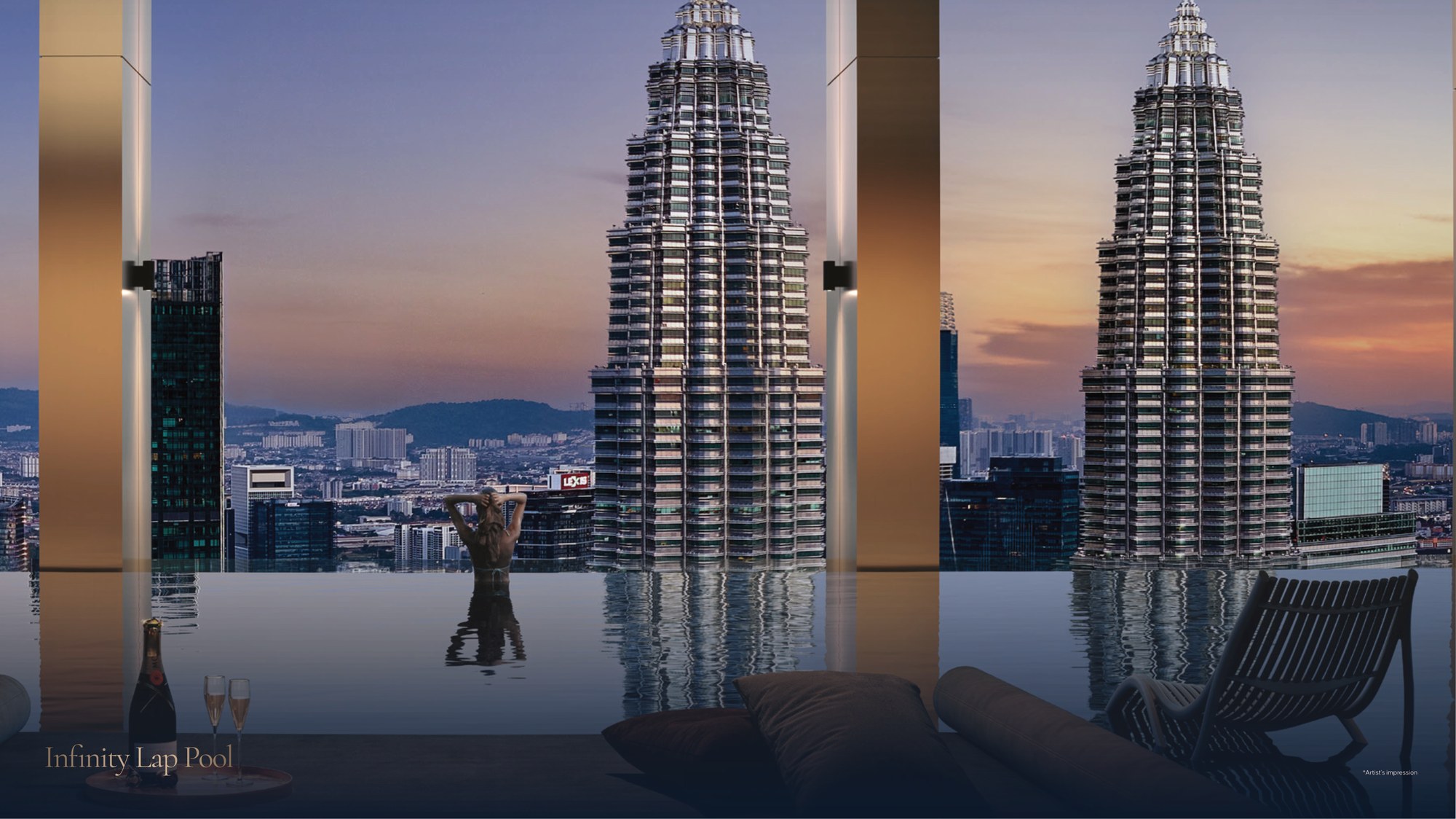 Divine KLCC — Infinity lap pool, facing the Petronas Twin Towers, artist's impression