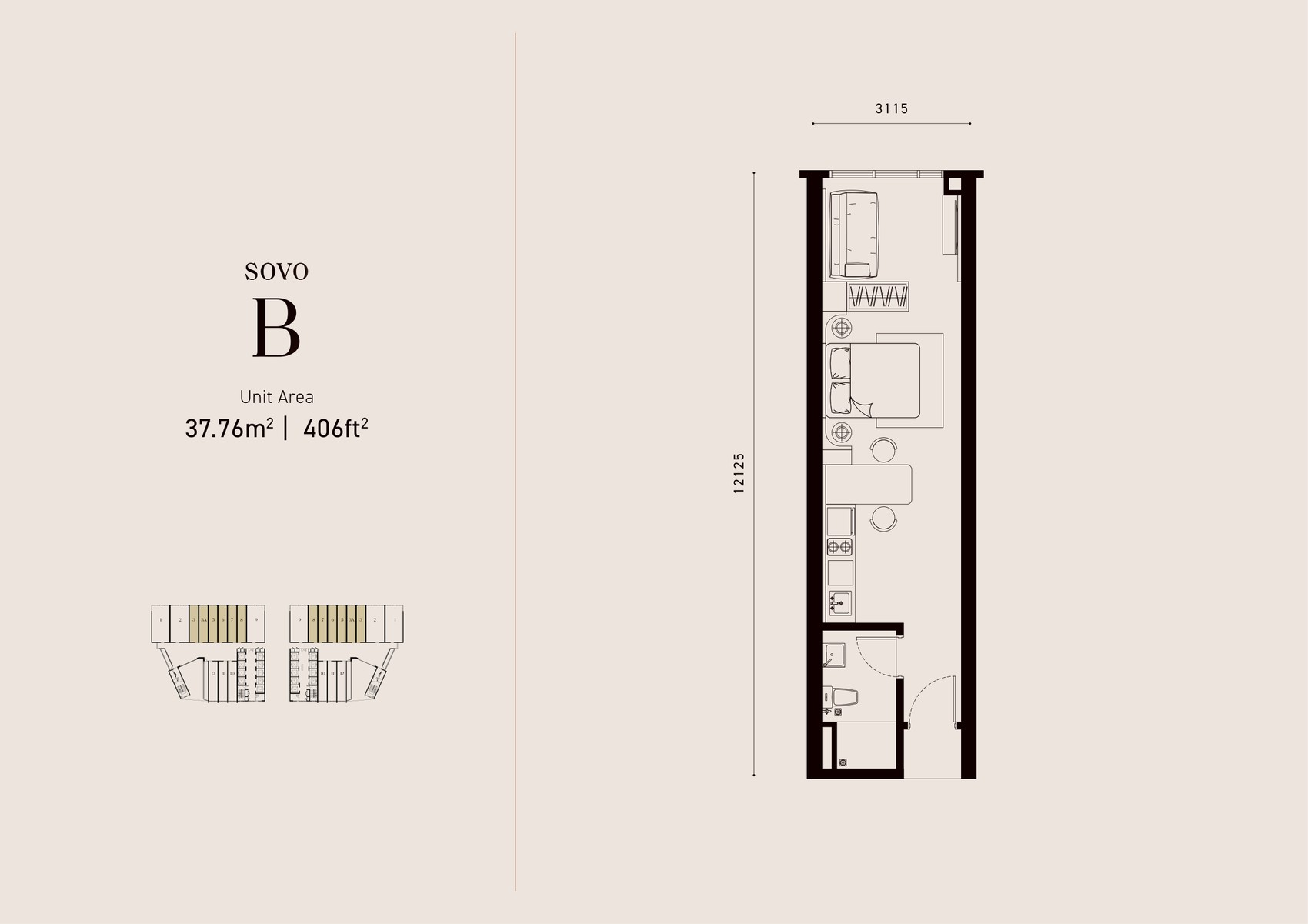 Armani Hallson KLCC Type B (SOVO) floor plan