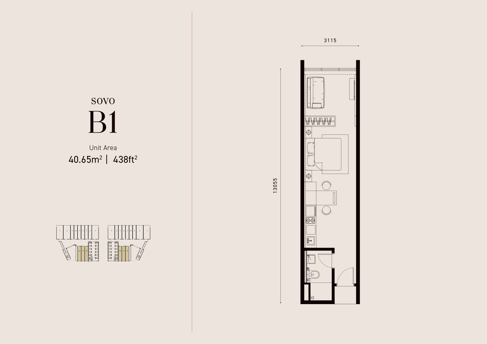 Armani Hallson KLCC Type B1 (SOVO) floor plan
