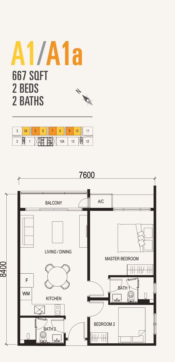 VOX Residence @ Sentul Type A1 / A1a floor plan