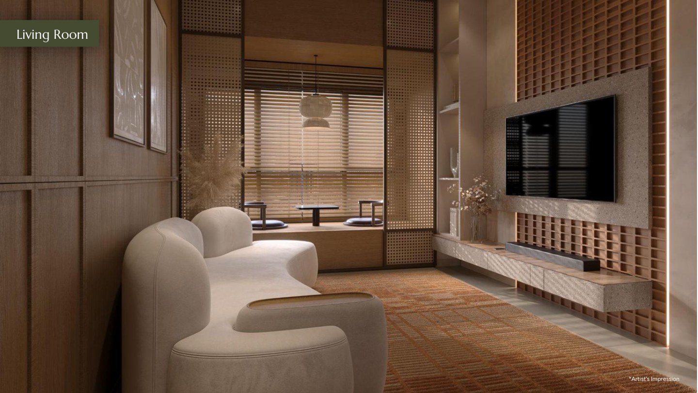 Ophira Resort Residences — Show unit interior, living room, artist's impression